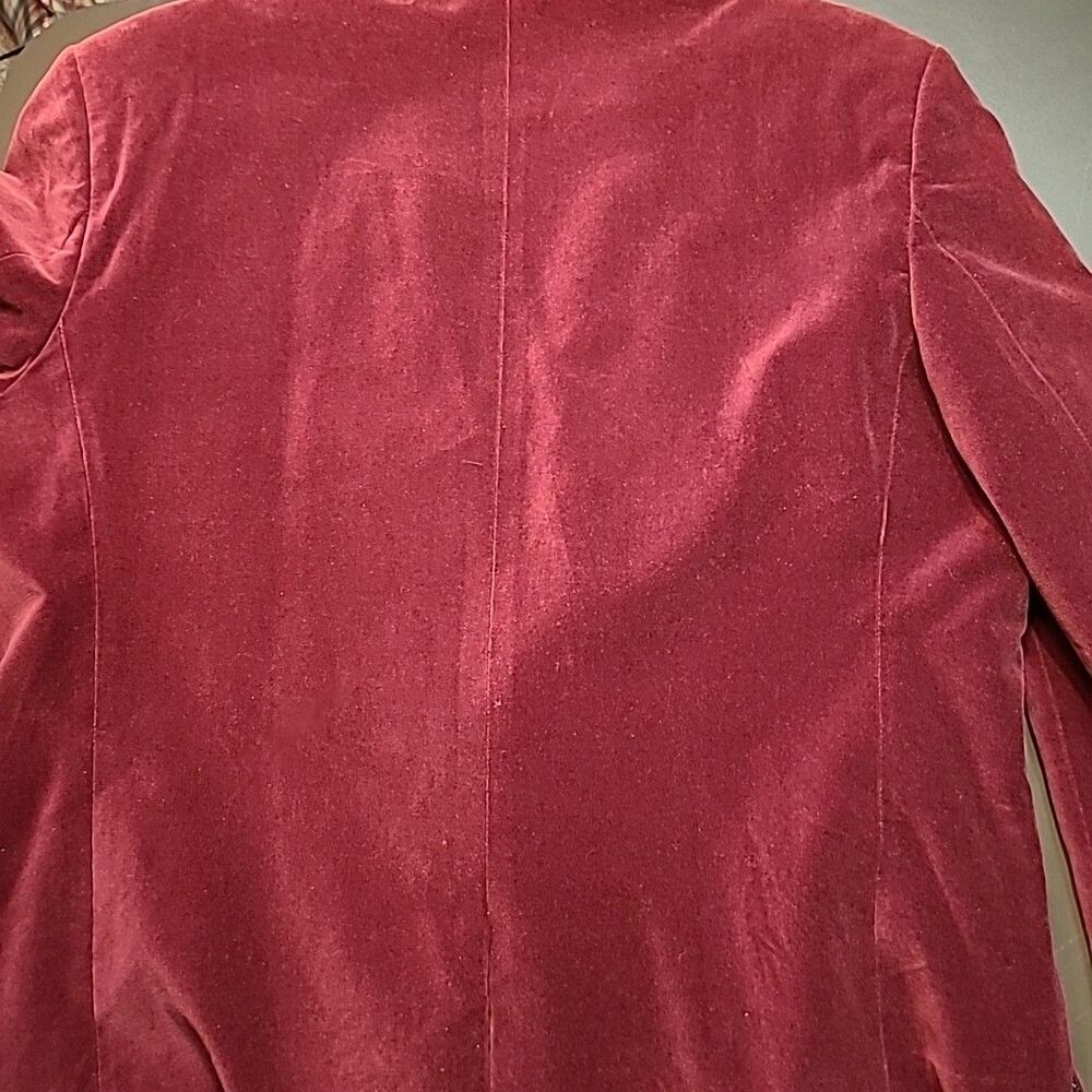 VTG 90s Y2K DRAGONFLY Maroon Velvet Blazer Jacket Mens 3XL Dragon Embroidered - Picture 8 of 11